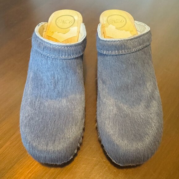 No.6 Old School Clog on High Heel in Light Blue Pony Hair - Picture 5 of 5